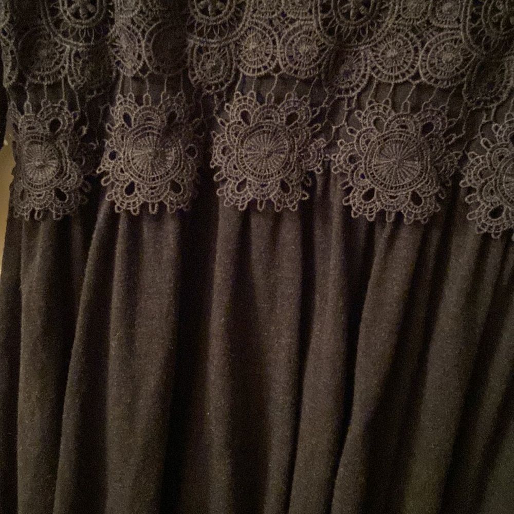 🦅 AEO Lace Boxy Fit High Neck Linen Blend Top - Picture 5 of 10